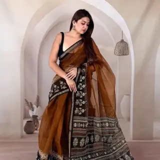 Ajrakh sarees image 1