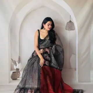 Ajrakh sarees image 2
