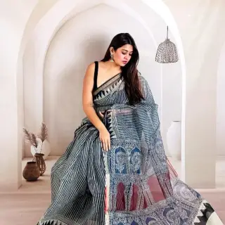 Ajrakh sarees image 3